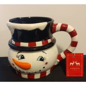 Retro Style Ceramic Snowman Mug NEW